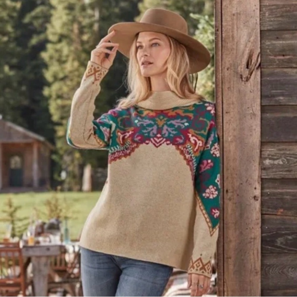 Sundance journey east wool blend mock turtleneck sweater women’s small